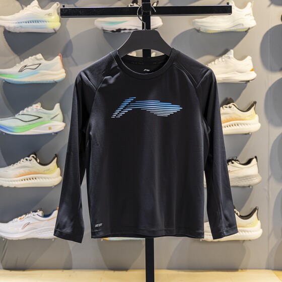 
Li Ning genuine autumn new classic logo printed breathable round neck long-sleeved T-shirt for men and women YTLV019-3