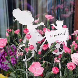 Zakka Small Ornament Silhouette ins Japanese Style Outdoor Garden Balcony Decoration Flower Pot Decoration Iron Art Flower Stand