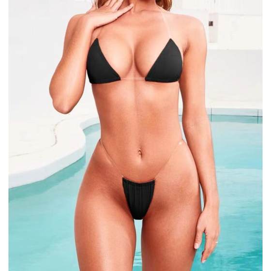 2024 summer new Bikini sexy bikini beach wind hidden shoulder strap multicolor swimsuit female seaside
