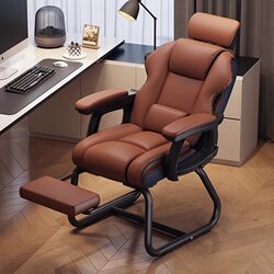 Bow-Shaped Computer Chair for Home Use, Comfortable for Long Sitting, Ergonomic Gaming Chair with Flat Backrest, Work Station Office Chair