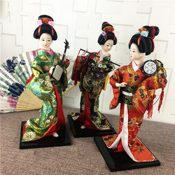 Japanese Doll Geisha Figurine Decoration for Restaurant Japanese-Style Decor Lady Silk Craft Home Furnishing Kimono Doll