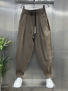 
Summer thin cotton and linen casual pants for men's ice silk drooping harem pants trendy brand new style street loose nine-point carrot pants