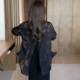 Temperament slimming black fashionable casual back slit shirt for women butterfly niche loose design sun protection top