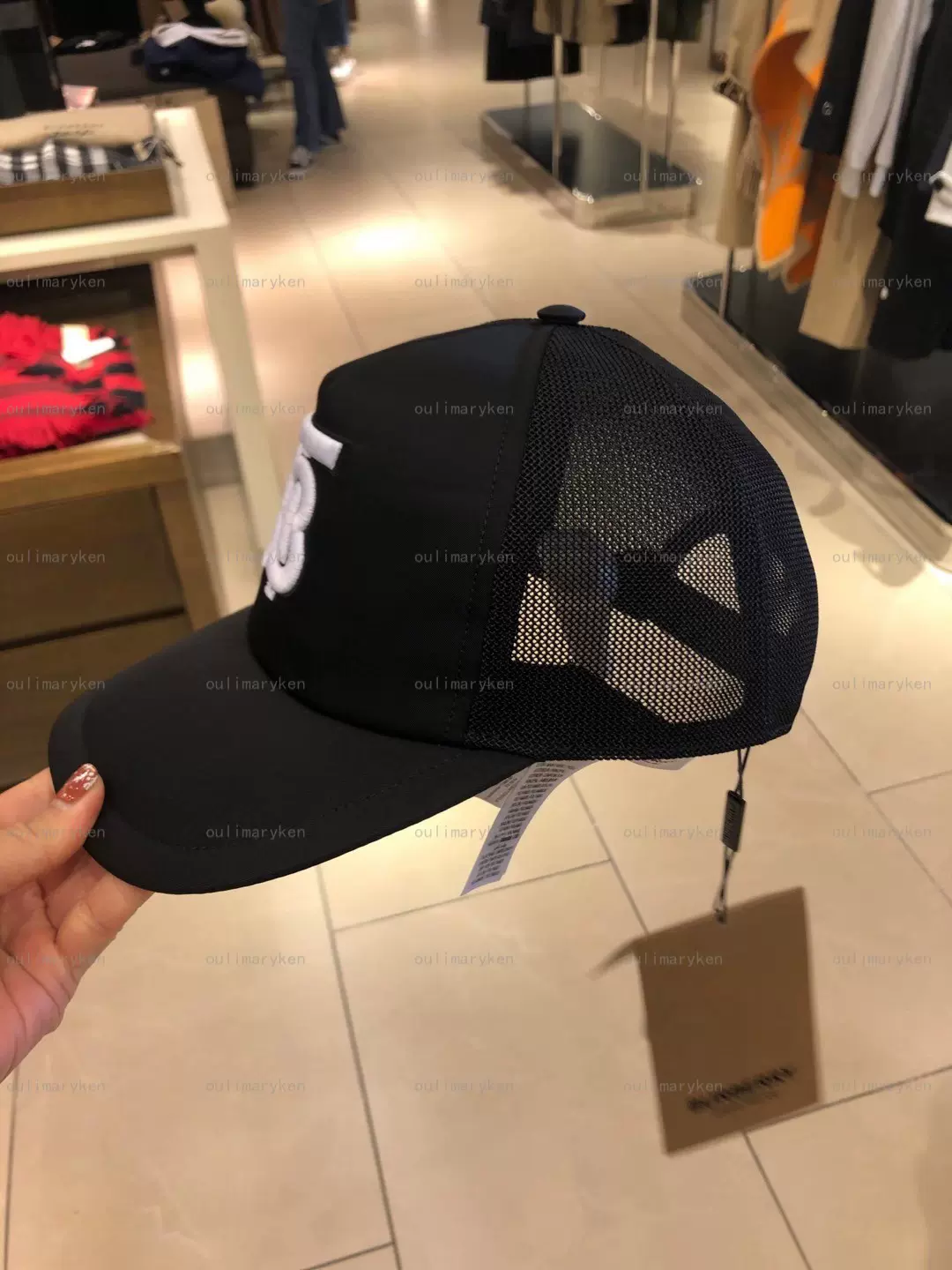 意大利奥莱 burberry 成人经典大logo棒球帽子 黑色 s码