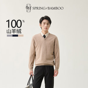 
Chunzhu 100% cashmere comfortable and versatile autumn and winter new knitted sweater V-neck top men's cashmere sweater