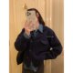 A day of Korean loose, lazy wind, thick warmth, warm suit and lapel short jacket sweater cardigan outer jacket female
