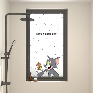 
Cat and mouse cartoon window glass sticker transparent opaque bathroom anti-peeping and anti-exposed matte film
