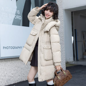 90 duck down 2025 winter new casual versatile Korean style warm down jacket women's mid-length hooded top