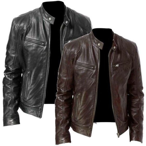 Men Leather Jacket Bomber Motorcycle Biker Jackets male PU leather jacket