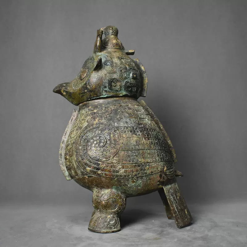 海外仿古青铜器西周青铜鸟尊妇好號尊动物造型古玩收藏品影视道具-Taobao
