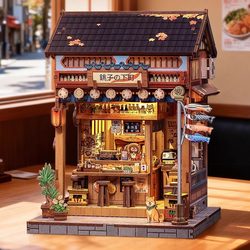 Cutebee Chaozi's Lower Town DIY Cottage Japanese Izakaya Handmade Assembly Model Gift Japanese Style Small House