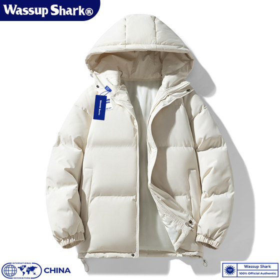 
Wassup Shark hooded cotton coat for men and women in winter thickened warm down cotton coat couple bread coat trendy