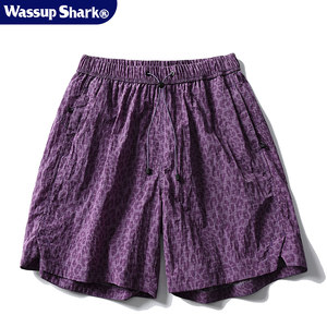 
Wassup Shark American camouflage leopard shorts men's summer ice silk quick-drying casual loose beach five-point pants