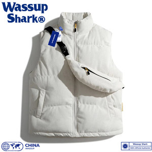Wassup Shark down cotton vest autumn and winter men's and women couples wearing light core velvet thickened and warm vest