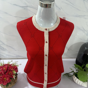 Muyue mother pretend to be long -sleeved diamond wool sweater cardigan
