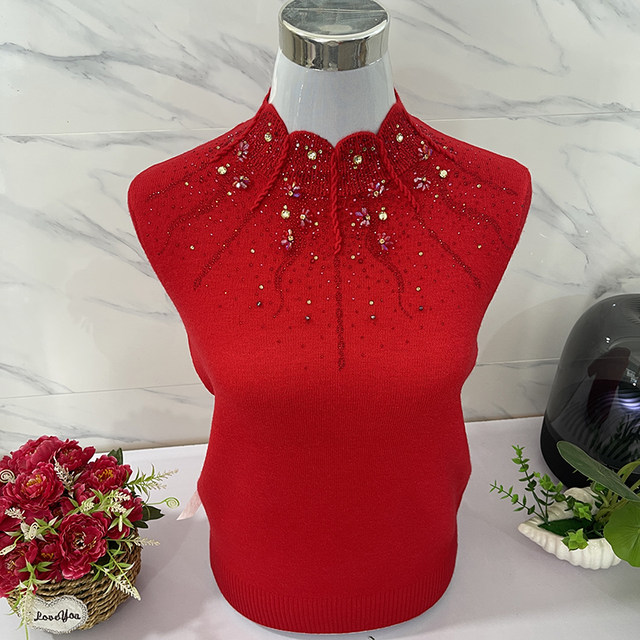 Big red sweater for women pullover loose year mother thickened knitted base sweater long sleeve autumn and winter diamonds