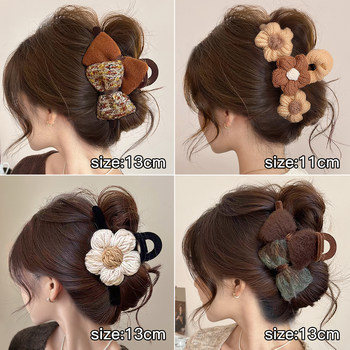 
Autumn and winter plush bow gripper for women, high-end 2025