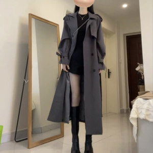 Van Billen tall children's extended version gray spring and autumn windbreaker super long 2024 new large-size coat jacket