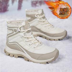 Foreign trade snow boots with velvet warm non-slip breathable outdoor casual shoes mid-top cotton shoes large size mountaineering hiking shoes for women
