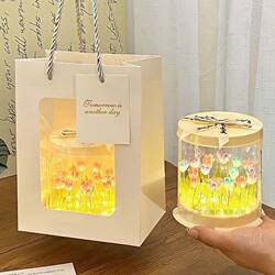 Creative Tulip Toy Night Light Birthday Gift for Girls, Best Friends, Niche High-End Student Commemorative Handmade Ornament