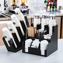 Acrylic Cup Holder Coffee Bar Straw Disposable Supplies Commercial Cup Dispenser Milk Tea Shop Storage Box