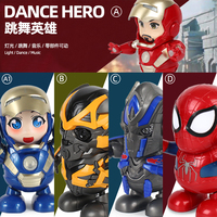 Children's Dancing Electric Robot Spiderman Music Iron Man Transformers Hero Toys
