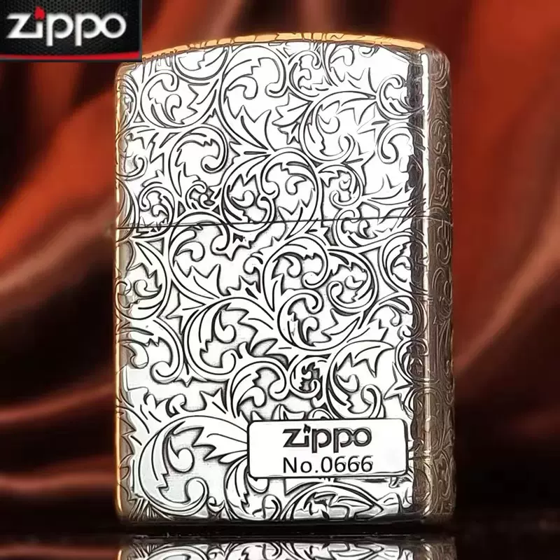 zippo打火機正版純銀限量版唐草刻字定製原裝正品美國芝寶-Taobao