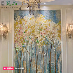 Crystal Glass Mosaic Art Tile Cut-Out Puzzle Background Wall Entrance Bathroom Decorative Painting Bathroom Mural