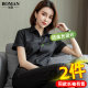 Summer collar black short -sleeved shirt women's professional formal dress work clothes Loose thin long sleeve shirt temperament women's clothing