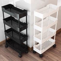 Narrow Gap Storage Rack Bathroom Multi-Layer Mobile Storage Rack Bathroom Floor-Standing Narrow Gap Kitchen Trolley Storage Rack
