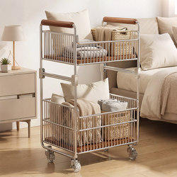 Dirty Laundry Basket Storage Rack, Floor-Standing Shelf for Bathroom, Dirty Clothes Basket, Snack and Toy Movable Trolley