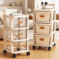 Drawer-Type Snack Storage Rack, Floor-Standing Mobile Trolley, Multi-Layer Snack Storage for Living Room, Household Toy Storage Cabinet