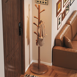 Solid Wood Coat Rack for Home Use, Bedroom Standing Clothes Rack, Indoor Simple Storage Rack for Hanging Clothes and Bags