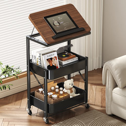 Used Foldable Trolley Snack Storage Rack Floor-Standing Multi-Layer Storage Rack for Home Living Room Sofa Coffee Table Side Table