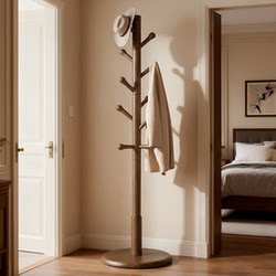 Solid Wood Coat Rack, Floor-Standing Bedroom Clothes Rack, Household Indoor Standing Clothes Rack, Simple Storage Rack, Clothes and Bag Hanging Rack