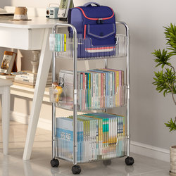 Acrylic Schoolbag Storage Rack, Floor-Standing Movable Trolley, Under-Desk Book Storage Rack, Multi-Layer Snack Organizer Rack