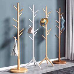 Solid Wood Clothes Hanger for Home Use, Single-Rod Clothes Rack for Bedroom, Living Room Coat Rack for Hanging Autumn and Winter Clothes