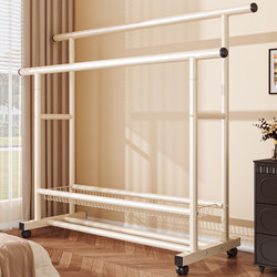 Floor-Standing Clothes Rack for Bedroom, Movable, Thickened, for Home Use, Indoor Balcony Clothes Drying Rack, Simple Coat Rack