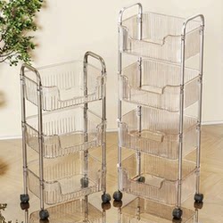 Snack Storage Rack, Floor-Standing Movable Trolley, Household Acrylic Storage Rack, Dormitory Multi-Layer Cosmetic Cabinet