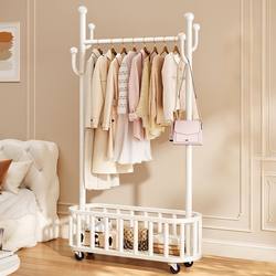 Clothes Rack Floor-Standing Bedroom Clothes Rack Household Indoor Clothes Drying Rack Movable Clothes Rack Room Simple Coat Rack