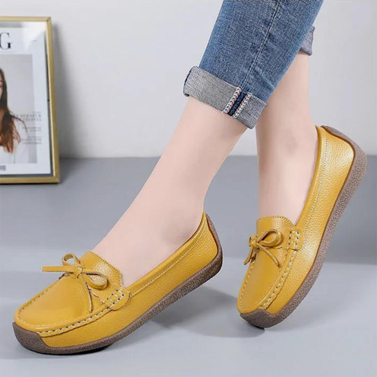 Womens Yellow Color Leather hot Handmade Slip On, Handmade Flat Shoe, Loafer, Mother Gift Day