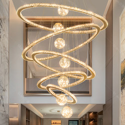 Modern Minimalist Villa Suspended Living Room Chandelier Duplex Building Hollow Large Chandelier Loft Apartment Light Luxury Crystal Lighting Fixtures