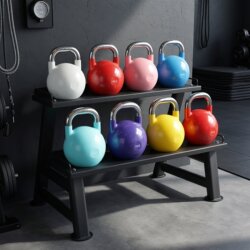Commercial Colored Steel Kettlebell Rack 4-32kg Set Men's Professional Kettlebell Ball Lifting Home Fitness