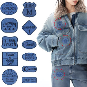 
Self-adhesive sewing-free clothing patch stickers for denim jeans, high-quality fabric patches for down jackets, blue embroidered patches for jackets