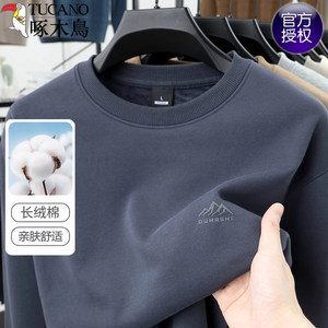 
Woodpecker sweatshirt men's spring and autumn cotton round-neck bottoming shirt 2025 new men's inner wear clothes men's loose