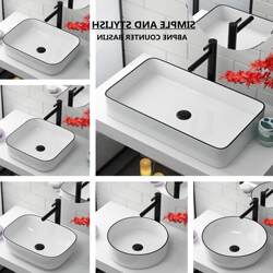 Nordic Countertop Basin for Home Bathroom, Artistic Basin for Balcony, Small Size Countertop Washbasin, Ceramic Black-Edged Single Basin