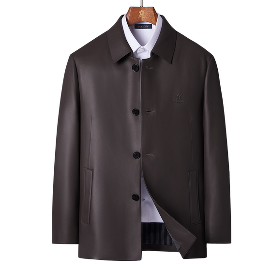 
[Premium Selection Sheepskin/Single Breasted] Montagut Spring Men's Genuine Leather Lapel Leather Jacket Mid-Length Warm Jacket J