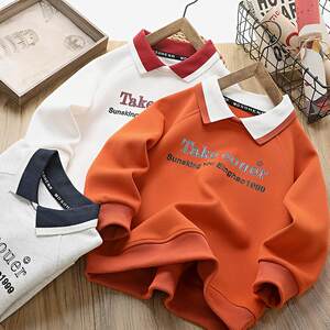 
2025 new boys' sweatshirts, spring and autumn styles, handsome street-level medium and large children's polo shirts, long-sleeved T-shirts, boys' tops