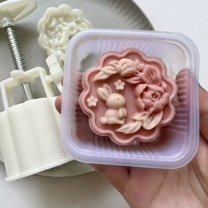 FineGood 2-set maancakevormpers met 11 stempels, doe-het-zelf koekjesvorm 50 g 100 g Bloem Druk Mooncake Mold Handdruk Mooncake Bakken Tools