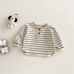 
Children's striped T-shirt 2026 new spring and autumn boys' stylish bottoming shirt baby long-sleeved inner autumn top
